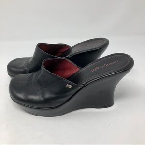 Tommy Girl Leather Wedge Clogs  8M